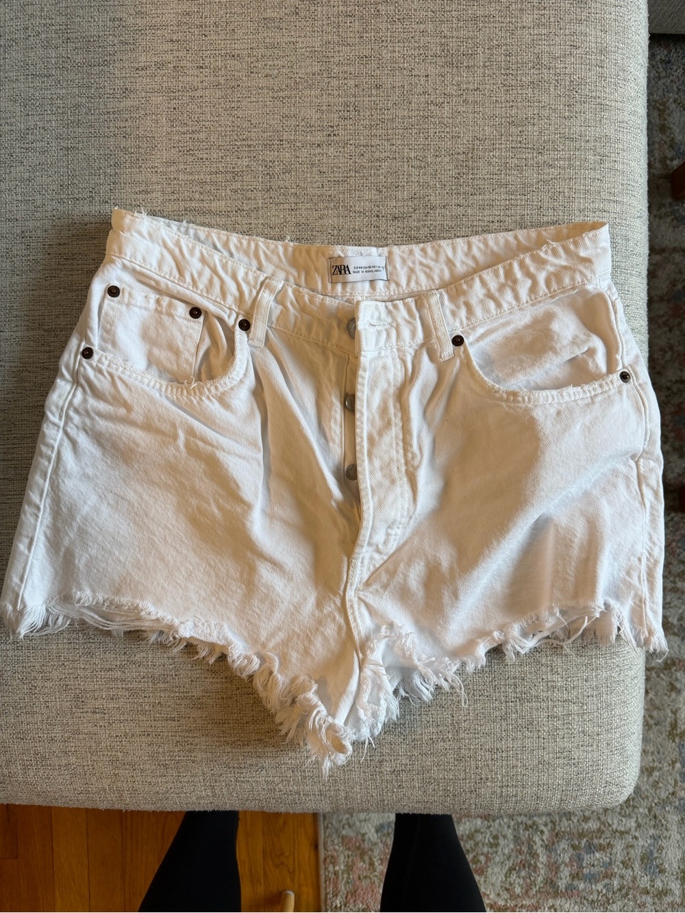 Zara High Rise White Jean Short